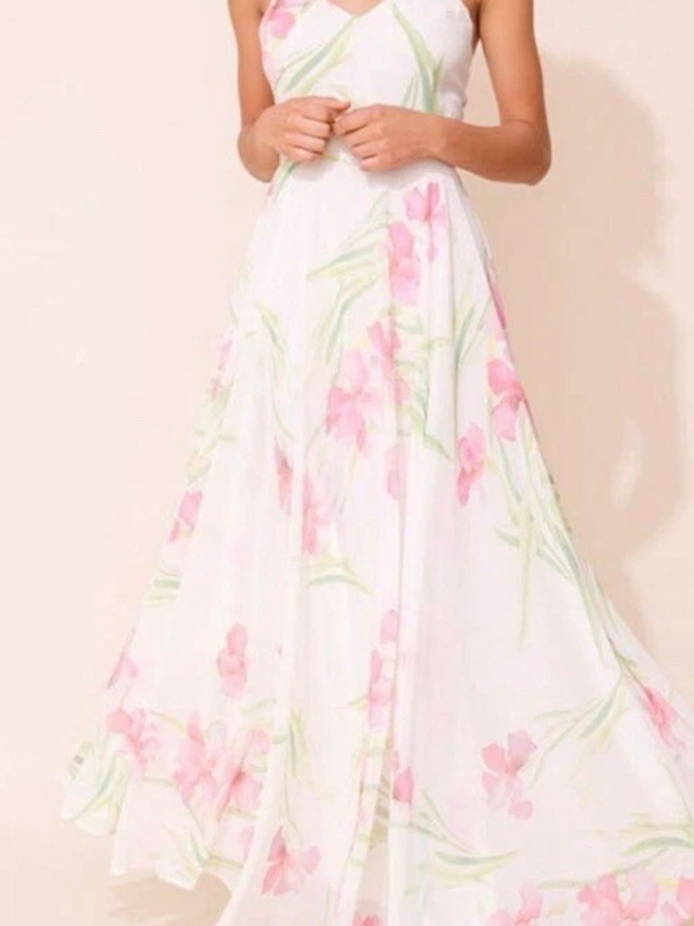 Yumi Kim White Peace and Love Hibiscus Maxi Dress Size Large